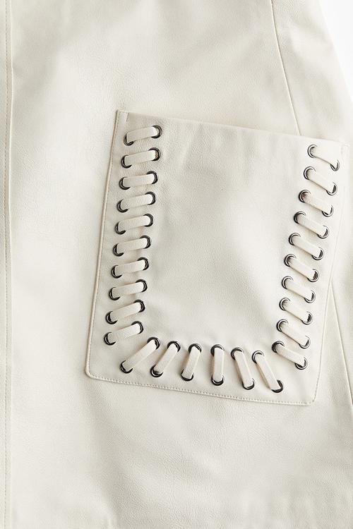 Coated mini skirt - cream