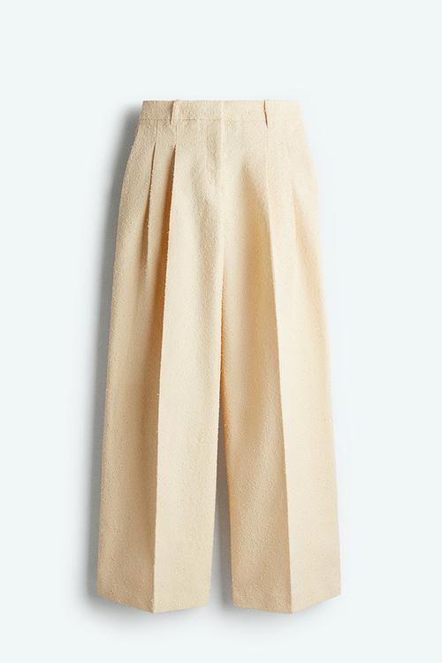 Wide tailored trousers - light beige