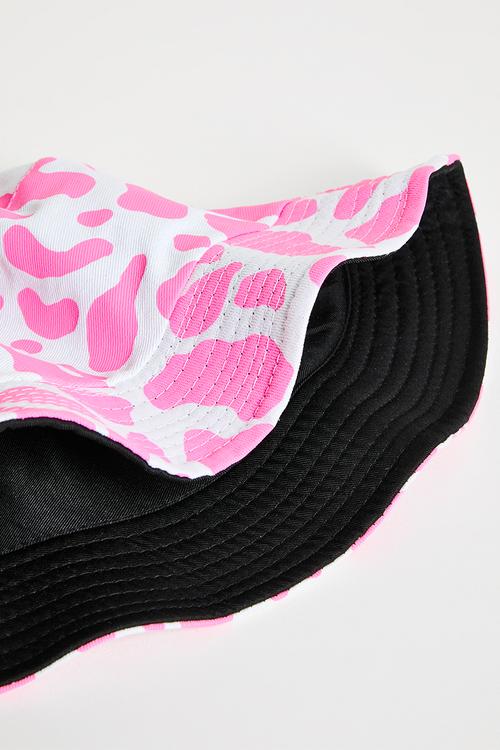 Printed bucket hat - pink & white