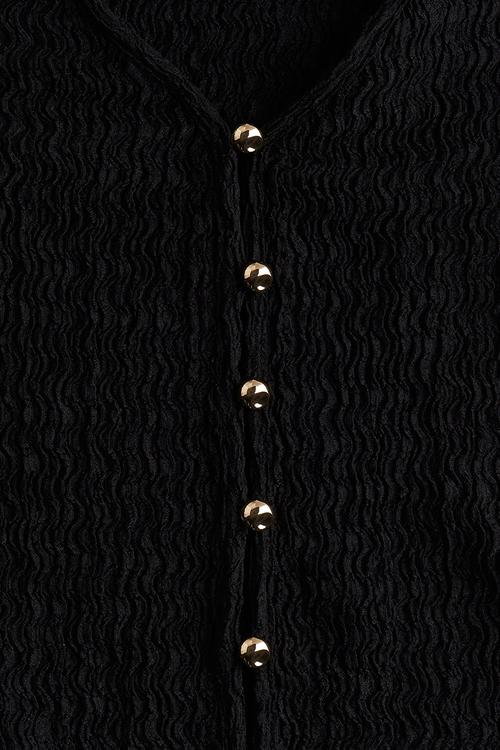 Textured jersey top - black