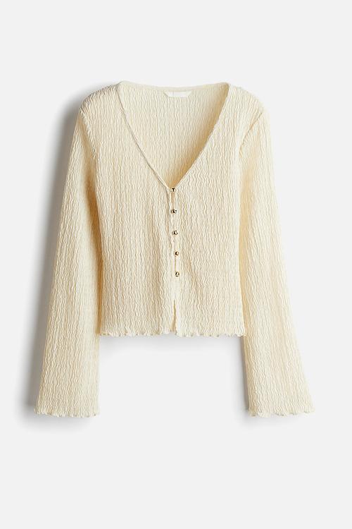 Textured jersey top - light beige