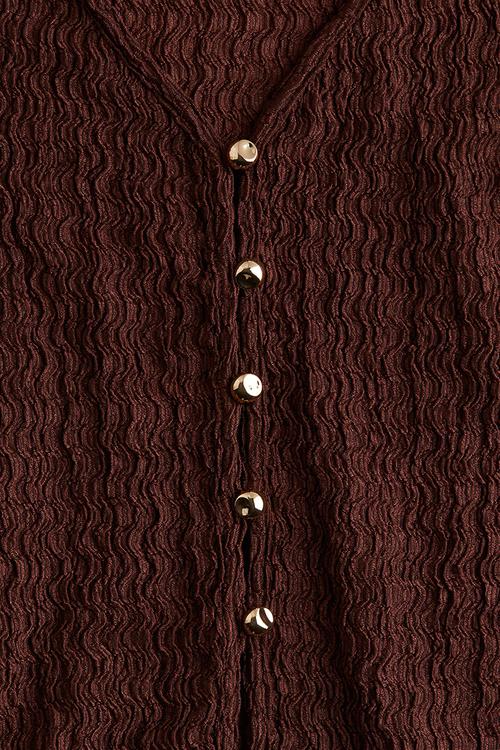 Textured jersey top - dark brown