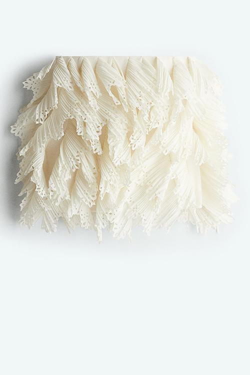 Frilled chiffon skirt - cream