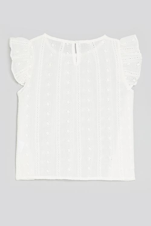 Panelled anglaise blouse - white