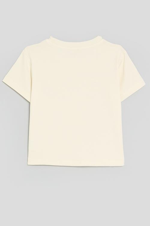 Bow décor crew neck tee - ecru