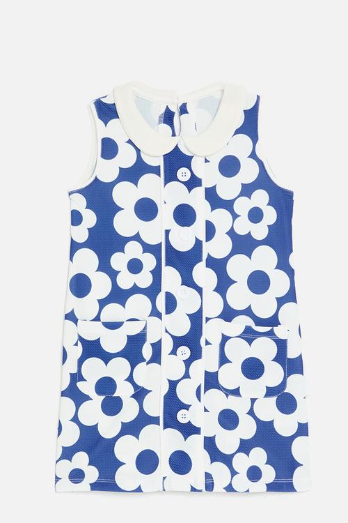 Printed floral dress - blue & white