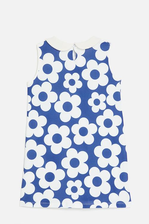 Printed floral dress - blue & white