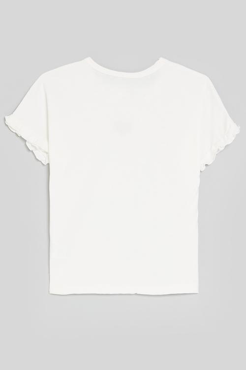 Lettuce sleeve heart print tee - white