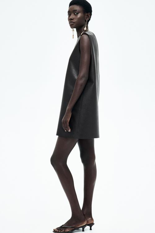 Braided-detail coated dress - dark brown