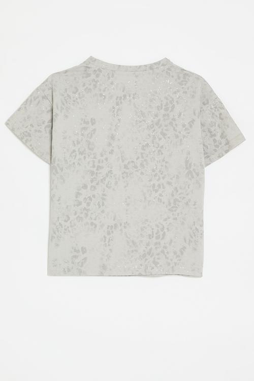 Printed crew neck tee - grey