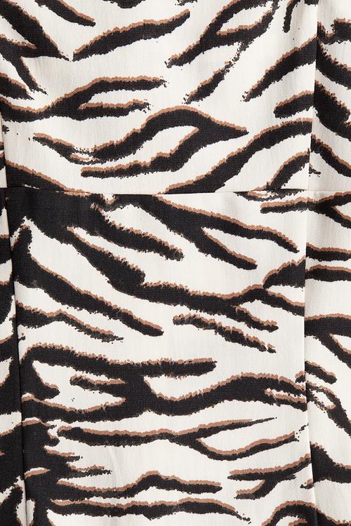 Fitted strappy top - cream/zebra print