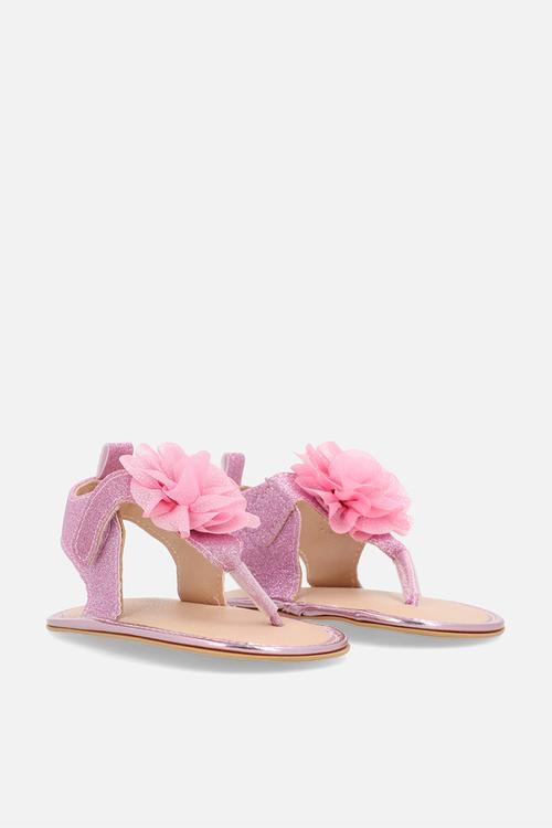 Glitter beach sandal with flower detail - pink