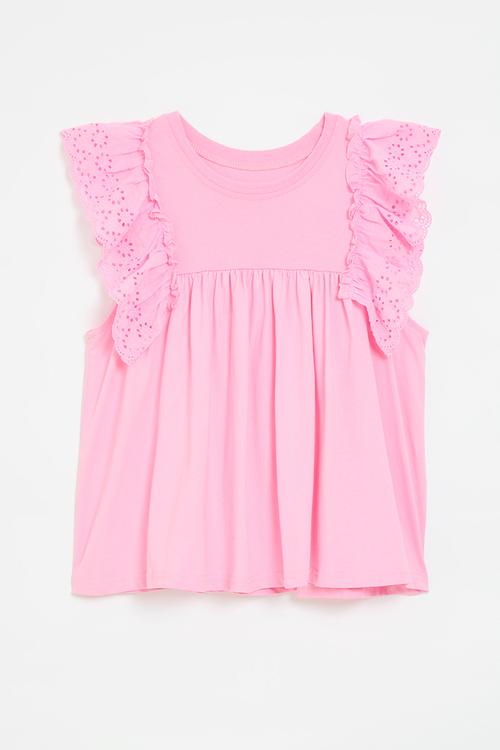 Frilled sleeve top - pink