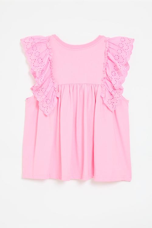 Frilled sleeve top - pink