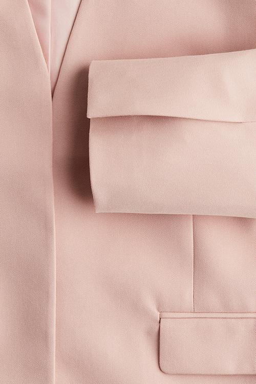 Collarless twill blazer - light dusty pink 
