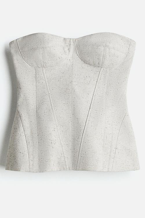 Twill bustier top - light grey marl