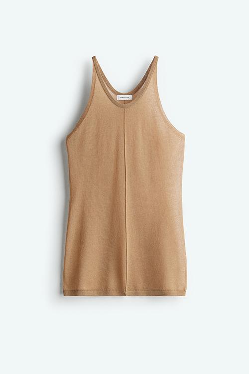Sheer-knit vest top - beige