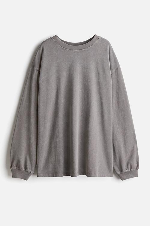 Washed-look top - grey