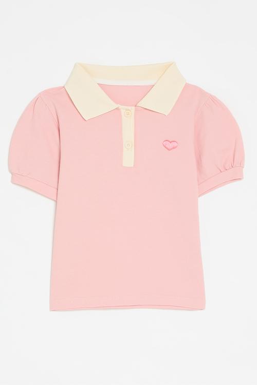 Colour  block golfer tee - pink & neutral