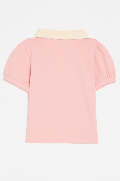 Colour  block golfer tee - pink & neutral