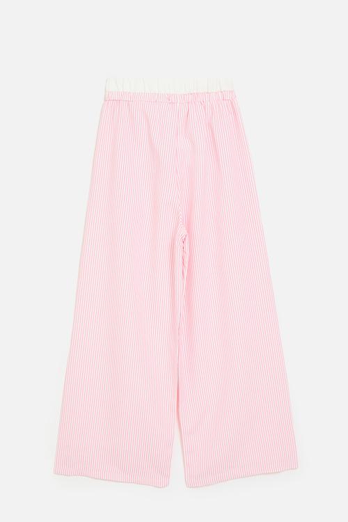 Boxer-inspired wide leg pants - pink stripes/white