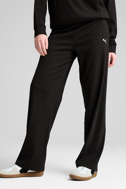Ess Elevated High-Waist Straight Leg Rib - Black