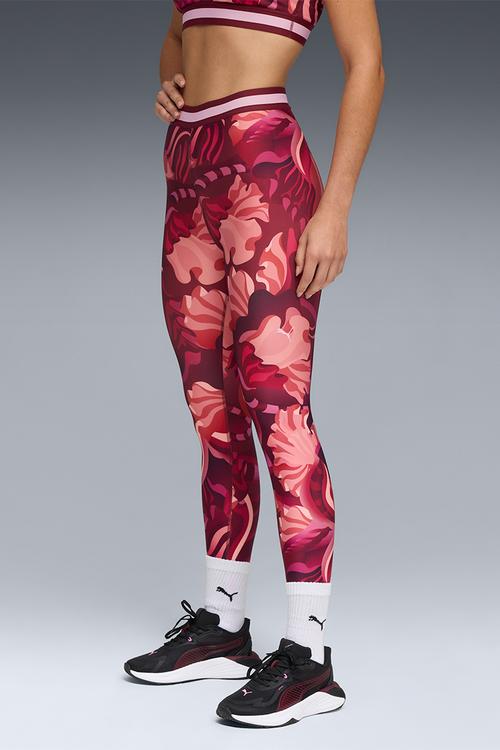 W Puma Strong Floral Ribbon Tight - Aop Hw 7/8 - Ruby Shimmer