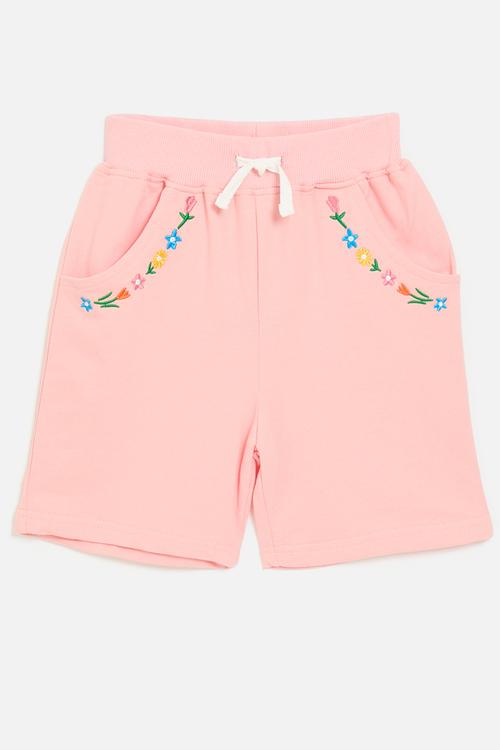 Floral embroidered sweatshorts - pink