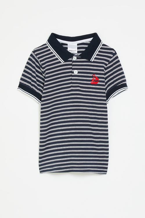 Striped golf shirt - navy & white 