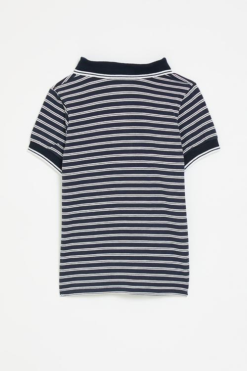 Striped golf shirt - navy & white 