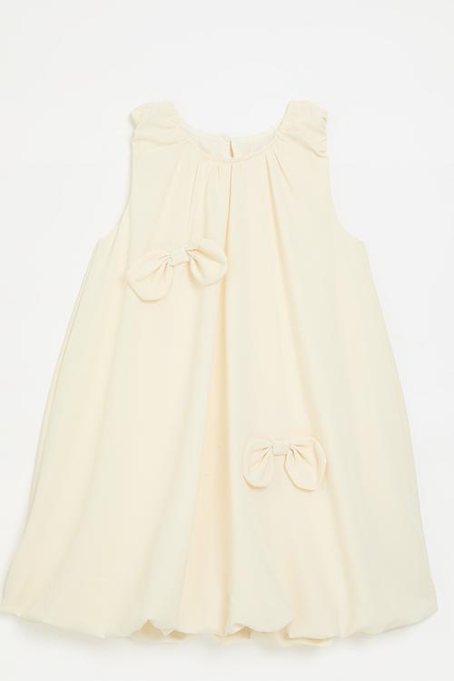 Bubble dress with bow detail -off white