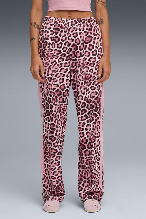T7 Leo Luxe Aop Straight Pants Op - Poised Pink-Ruby Shimmer