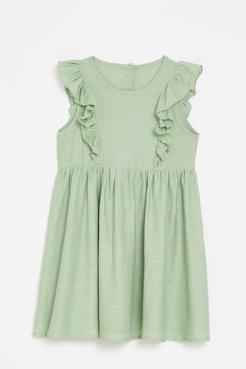 Frilled sleeve dress - sage green