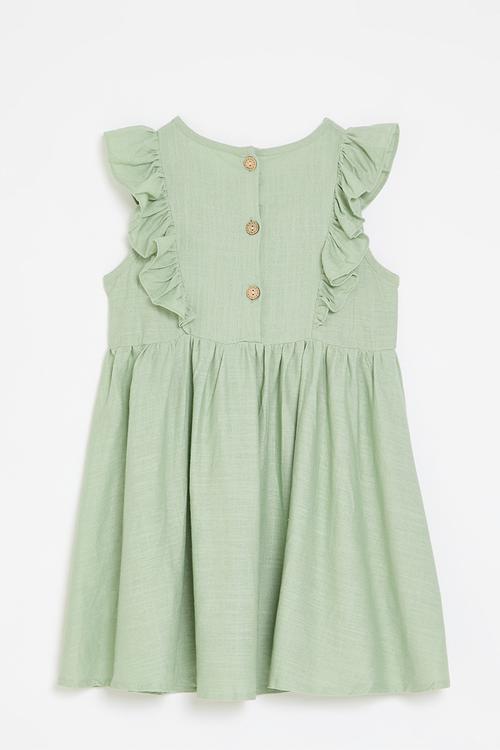 Frilled sleeve dress - sage green