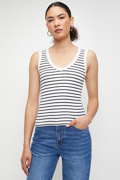 Striped Knitted Tank - Navy