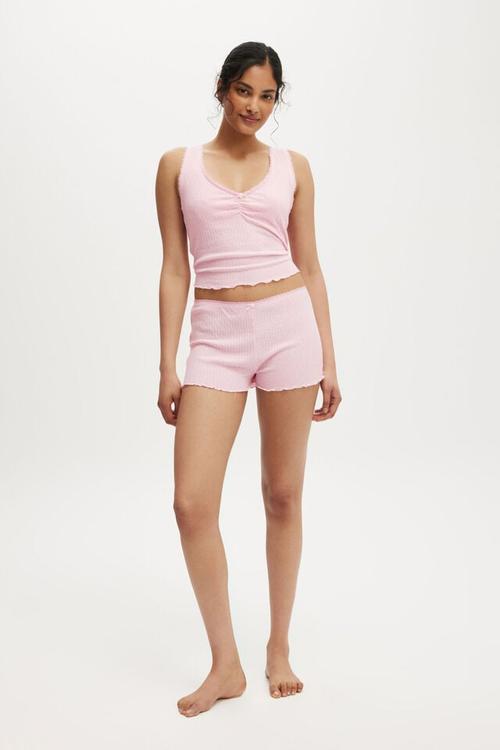 Waffle Pointelle Short - blushing bride 
