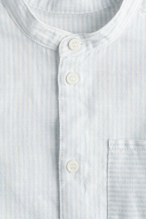 Cotton grandad shirt - light blue striped