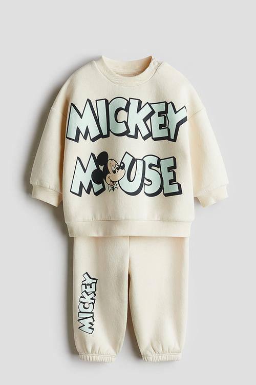 2 piece sweatshirt set - light beige mickey mouse