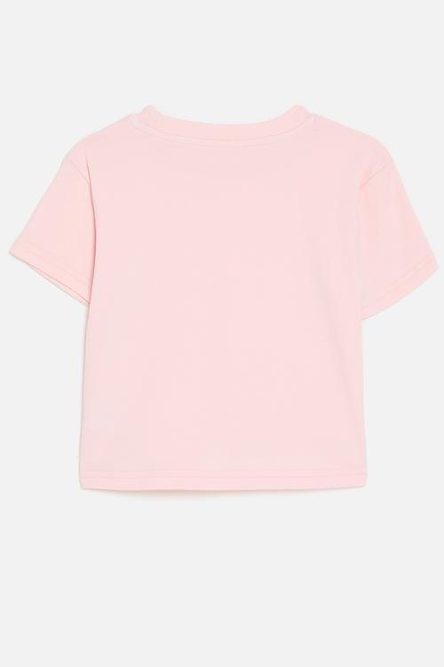 Bow décor crew neck tee - pink