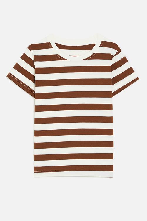 Striped tee - brown & white