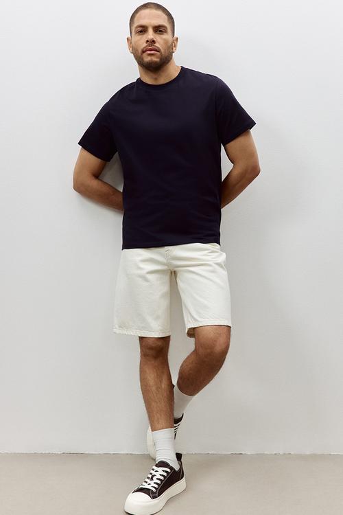 Regular fit round-neck t-shirt - navy blue 