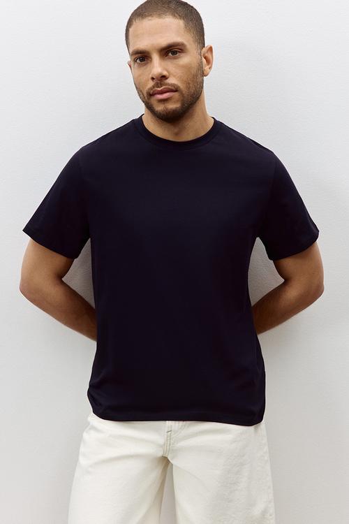 Regular fit round-neck t-shirt - navy blue 
