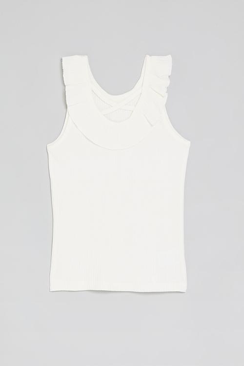 Ruffle collar tee - white