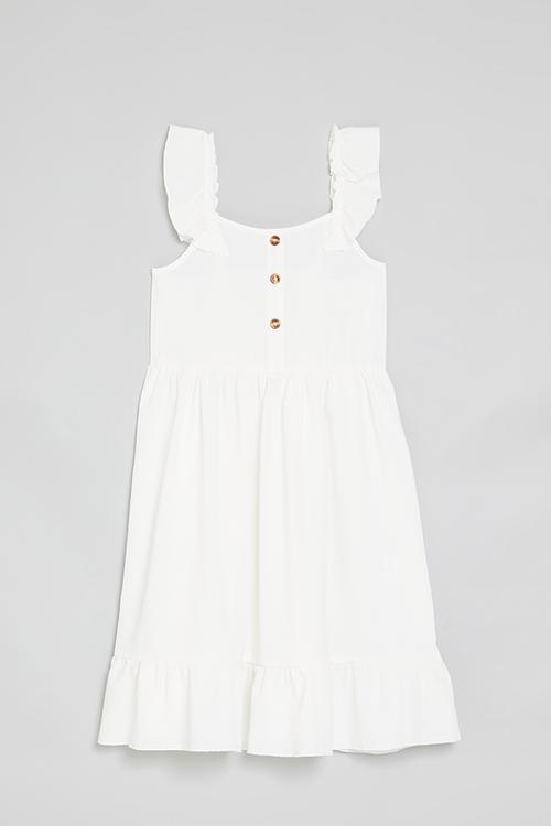 Frilled sleeve dress - white