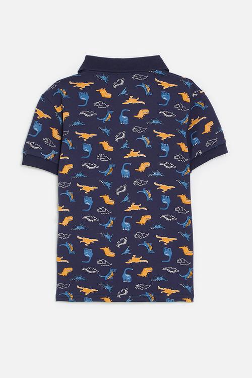 Printed golf tee - navy & orange