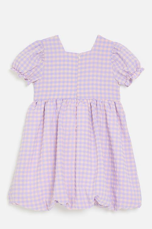 Juliet sleeve bubble dress - purple gingham