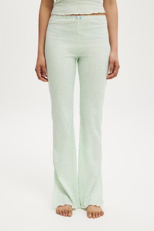 Waffle Pointelle Flare - Damari Ditsy Spring Green