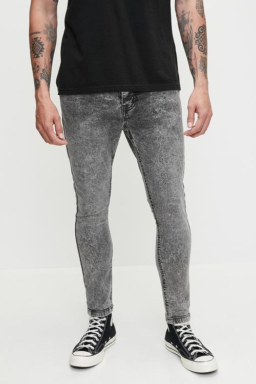 Super Skinny Fit Denim Jean Acid Wash - Reg Length