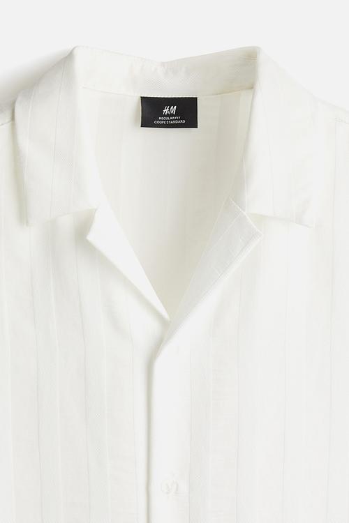 Regular fit textured-weave resort shirt - white