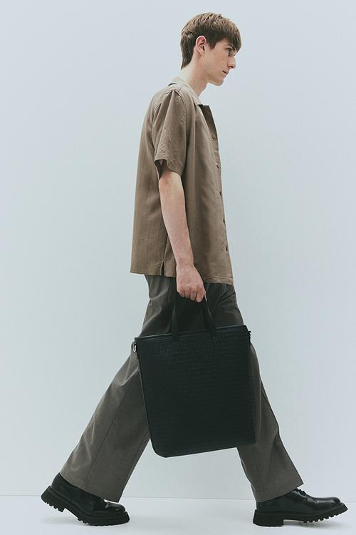 Regular fit textured-weave resort shirt - dark beige
